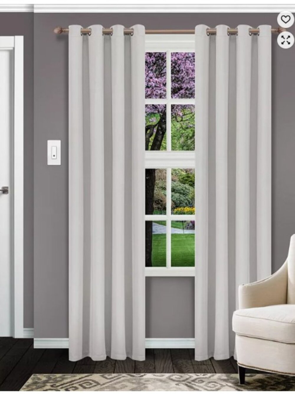 NEW Solid Premium Blackout Curtain Panels - Light Gray, Set Of 2